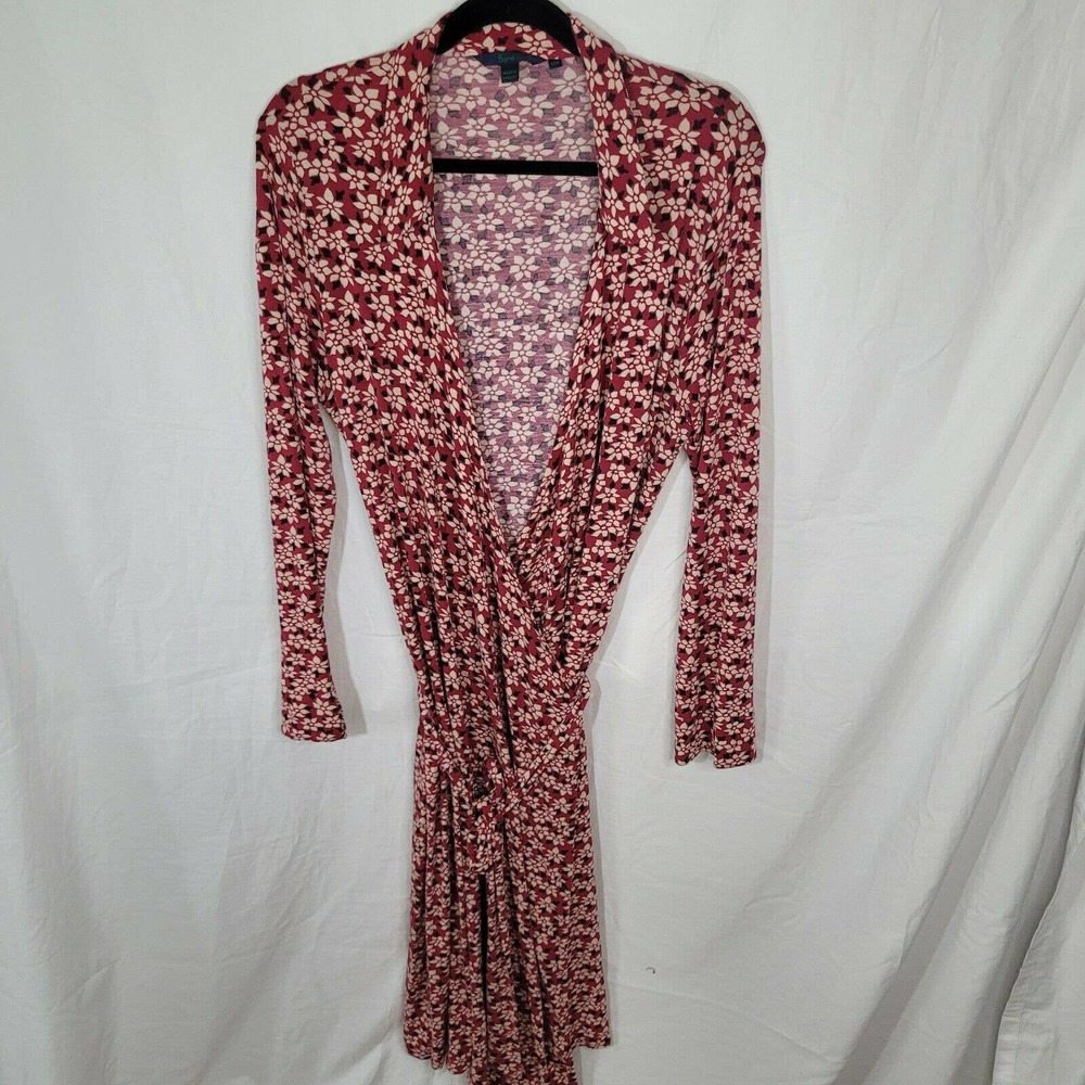Boden Red Floral Wrap Dress Size 12 R